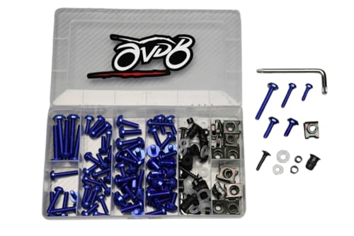Kit visserie moto M6 M5 TORX bleu en aluminium anodisé pour carénage et plastique universel