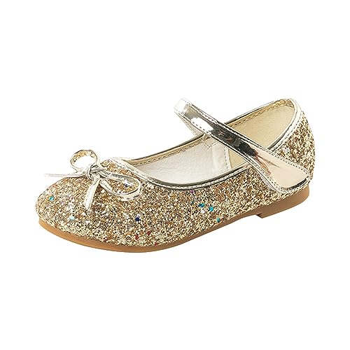 Girls Wedding Party Low Heel Flats Rhinestones Bow Ballet Glitter Mary Jane Shoes Shining Ankle Strap Flower Shoes