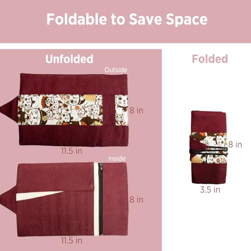 Image of SEVENSUN Handmade Linen Crochet Hook Organizer Bag - Large Capacity Storage Pouch for Crochet Hooks and Accessories - Durable & Multi-Purpose - Portable Knitting Tool Case (Hooks Not Included)