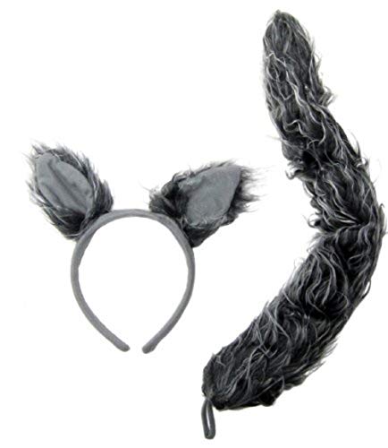 J24630 Wolf Ears & Tail Set Gray, One Size