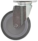 Durchmesser: 125mm TENTE Lenkrolle Plattenbefestigung Breite 32mm ø 125mm Stahlblech verzinkt Höhe 160mm Gleitlager TPE-Bereifung Lochabstand 75x50mm