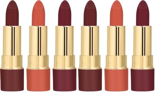 Image of Colors Queen Lippie Pack of 6 Matte Lipsticks for Women Enriched with Jojoba Oil & Vitamin E | Lightweight & Long Lasting | Creamy Smooth Texture, Nourishing Formula | One Swipe Application (Combo - 02, 15g)