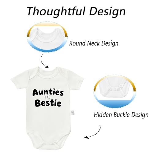 Aunties Bestie Bodysuit, Newborn Clothes, Gender Neutral Baby Clothing, Boys Girls Short Sleeve Jumpsuit Outfit2