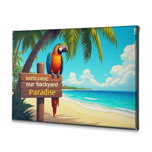 Tableau mural décoratif Welcome To Our Backyard Paradise pour célébrer les moments en famille