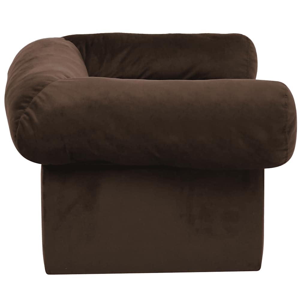 Sofa dla psa z szufladą, brązowa, 75 x 50 x 38 cm, pluszowe drewno sosnowe, tapicerowana, z poszewką nadającą się do prania, antypoślizgowa powierzchnia do leżenia dla szczeniaków, seniorów
