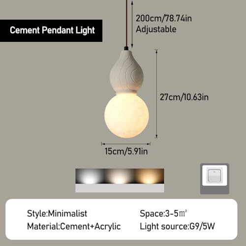 Lampe suspendue à intensité variable en ciment créatif et design architectural - 8