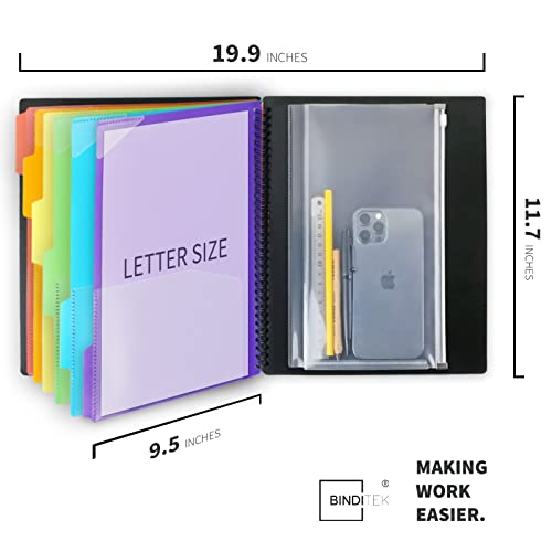 Binditek 12 Pocket Poly Project Organizer With 6 Dividers, Folder Organizer Binder With Front Cover Pocket, Metal Wire Binding Spine, Letter Size #TOP1