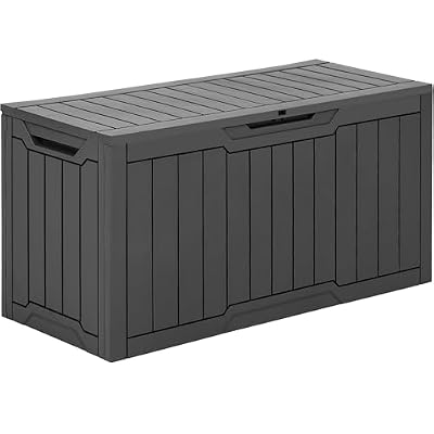 YITAHOME 80 Gallon Outdoor Storage Box, Large Water Resistant Resin Deck Box, Indoor Outdoor Lockable Storage Container for Patio, Garden, Cushions, Tools, Equipment (Dark Gray)