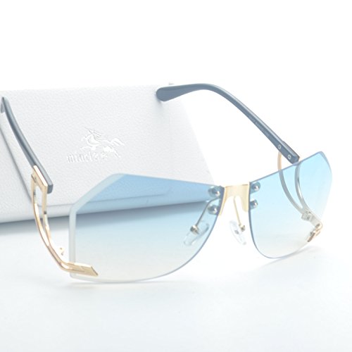 MINCL/Vintage Oversized Women's Rimless Sunglasses Goggles UV400 Protrction With Case2