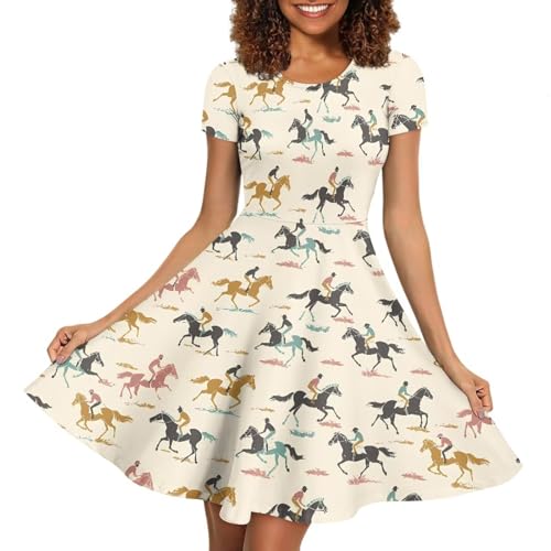Image of Biyejit Women's Summer Casual Short Sleeve T-Shirt Swing Dress Crew Neck Plus Size S-4XL