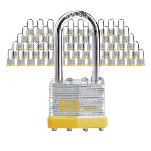 XanHen Laminated Steel Padlocks, Long Hardened Shackle, Keyed Alike,60 Pack by XanHen - Used condition - US$106.02