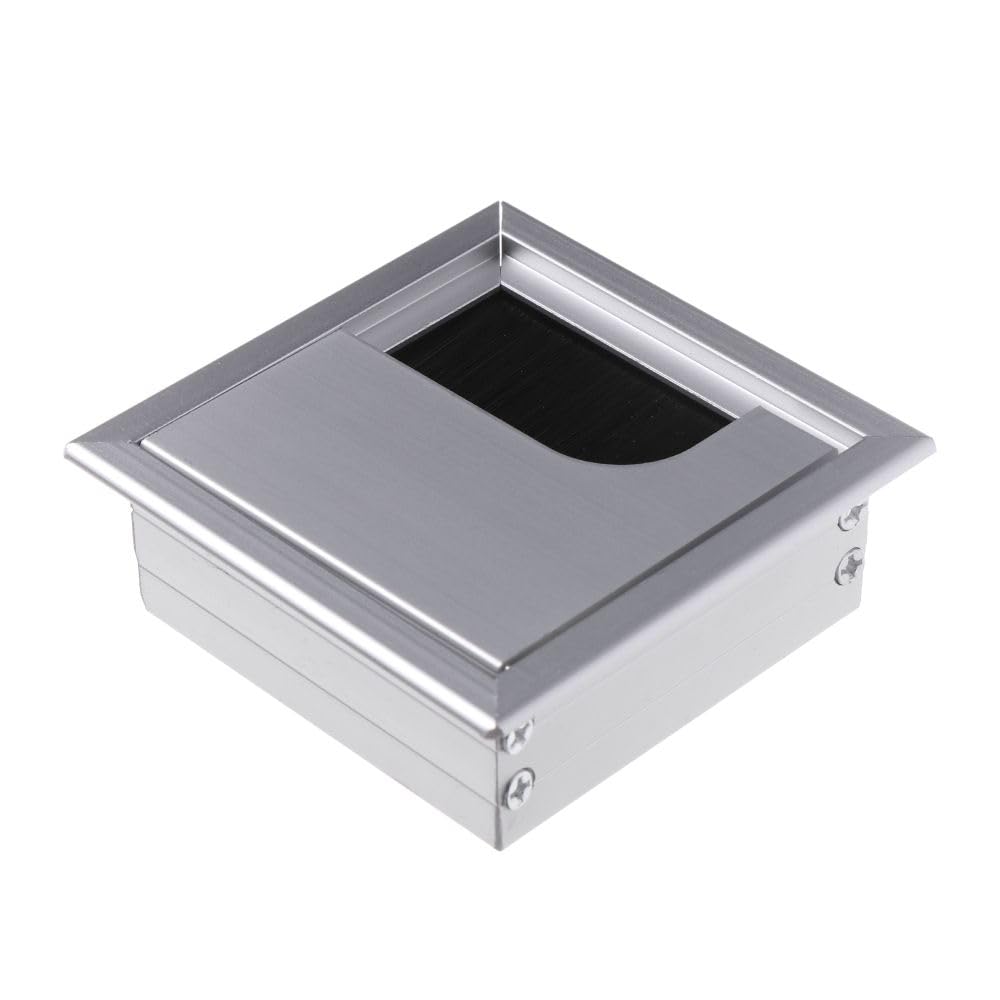 Metalowa przelotka na biurko, osłona drutu ze stopu aluminium 80 x 80/160/275 mm do komputera, pudełka, biurka, stołu, kabla (srebrna, 80x275mm)