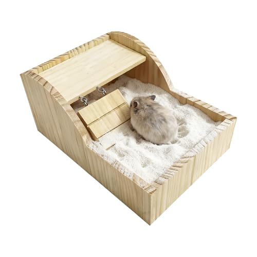 Ketunedi ハムスター サンドバス | 木製 はしご付き | 動物用 砂浴 容器,ペットケア 充実 家庭 快適 衛生 ケージ 健康 ライフスタイル 活動 用