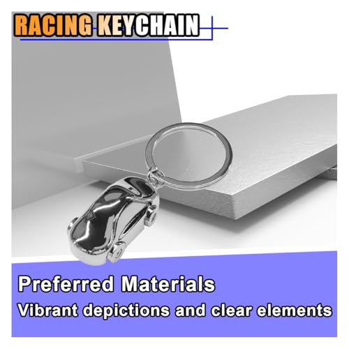 Image of KITUREK 3D F1 Race Car Keychain, Zinc Heavy Duty Racing Model Keychain, Car Key Ring Present for Father Husband Boyfriends (German Car)