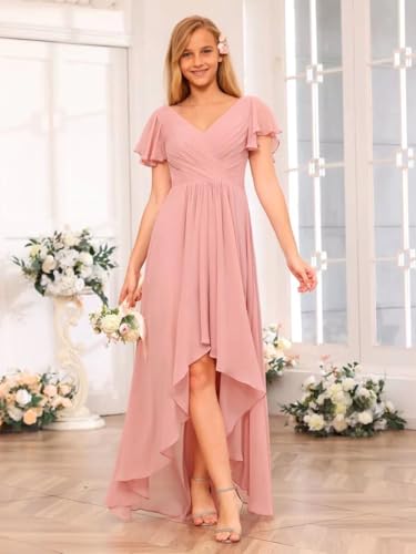 Chiffon Flower Girl Dresses for Wedding Junior Bridesmaid Dress with Ruffles for Teen Girls4