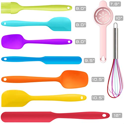 9 Piece Silicone Spatula Set - 446°F Heat Resistant Rubber Spatula .Kitchen Spatulas.Plastic Spatula. for Cooking, Baking, Mixing. Nonstick Cookware friendly. BPA-Free,Dishwasher Safe (Mixed Colors)