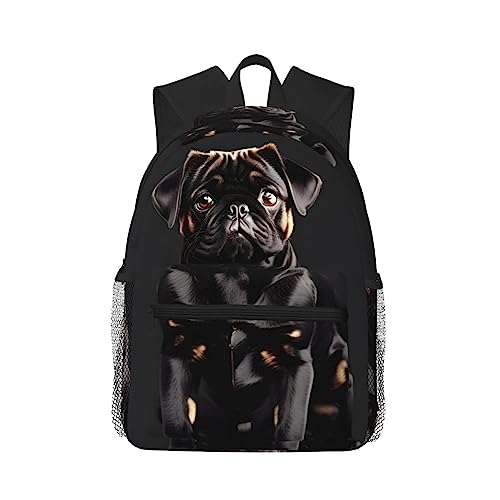 Sac à dos carlin noir pour la fac, sac léger mixte idéal pour les cours