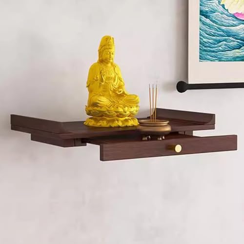 Table de Puja d'hommage en bois massif pour statue Guanyin