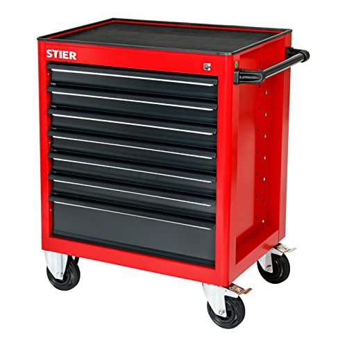 STIER Werkstattwagen bestückt, 241-tlg, 179-tlg Steckschlüsselsatz, 17-tlg Schraubendreher & Zangensatz, 27-tlg Ringmaul- & Doppelringschlüsselsatz, 18-tlg Werkzeugsatz – Bild 8