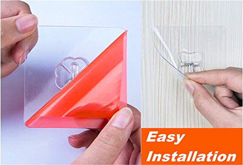 Image of Seamless Adhesive Hooks 13.2lb(Max) Utility Stainless Steel Hook for Towel Bathrobe Coats,Bathroom Kitchen and Nail Free Transparent Heavy Duty Wall Hook & Ceiling Hanger