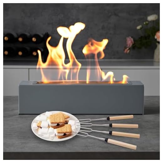 Table Top Firepit - Smores Maker with 4 Roasting Sticks Outdoor & Indoor Fire Pit Tabletop - Metal Tabletop Fire Pit for Patio Balcony Home Decor, Great Gift for Family Party Gathering Night Dinner