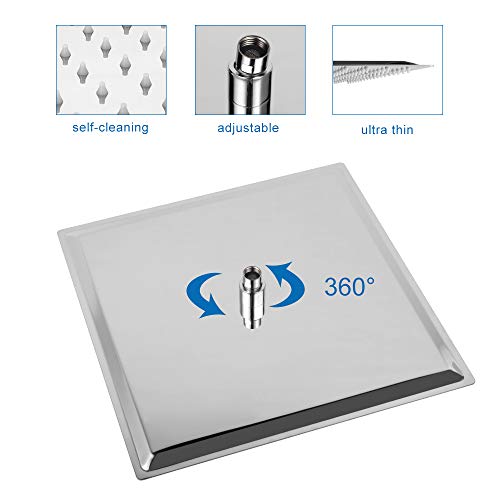 Rainfall Shower Head Chrome - Sarlai 16 Inch Shower Head Large Rain Solid Square Ultra Thin 304 Stainless Steel Chrome Finish Rainfall Shower Head #TOP2