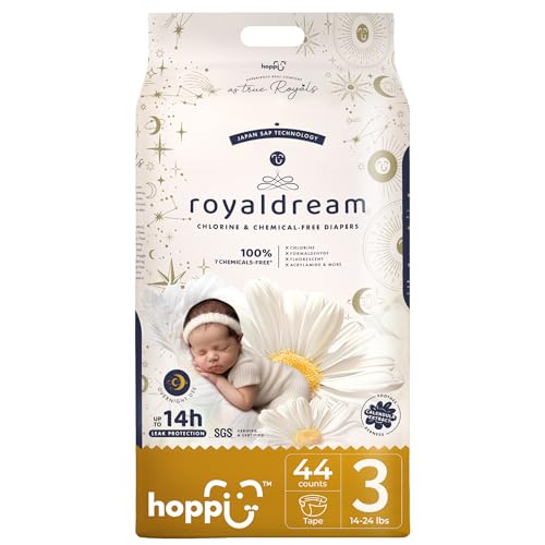 Baby Diapers Size 3 (14-24 Lbs), Tape Style Disposable | Ultra Absorbent Overnight Leak Protection for Heavy Wetters | Hypoallergenic, Unscented, Chlorine-Free, Soft Fit, 44 Count