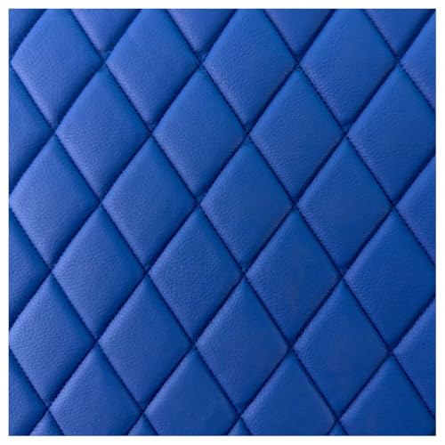 Tela De Vinilo PVC Acolchada con Textura De Piel Sintética, Impermeable, con Costuras En Forma De Diamante Y Relleno De Guata De Lino para Tapizar Cojines De Sofá. Ideal Blue 1.6X8m