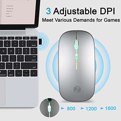 Image of Zoook Blade Wireless Mouse -Rechargeable 7 Colour mice /RGB Breathing Lights / 3 DPI Levels /Auto Shut Down /Silent Click Technology / 600 Mah Battery /Light Weight /Plug and Play (Silver)