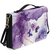 Coldinair Purple Marble Print Bible Cover for Women Butterfly Bible Case PU Leather Bible Book Ca...