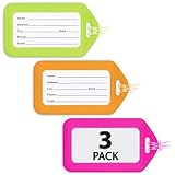 MIFFLIN Luggage Tags (Neon, 3 PK), Bag Tag for Baggage, Suitcase Tags Bulk
