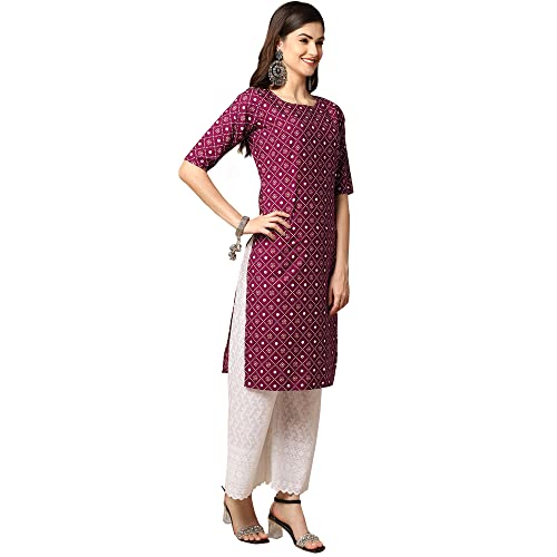 Image of Pinkmint Women's Crepe Floral Regular Kurta