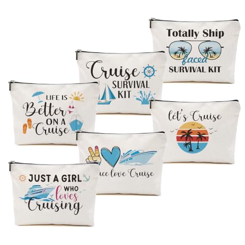 Blue Leaves 6 PCs Cruise Ship Makeup Bag Cosmetic Bag