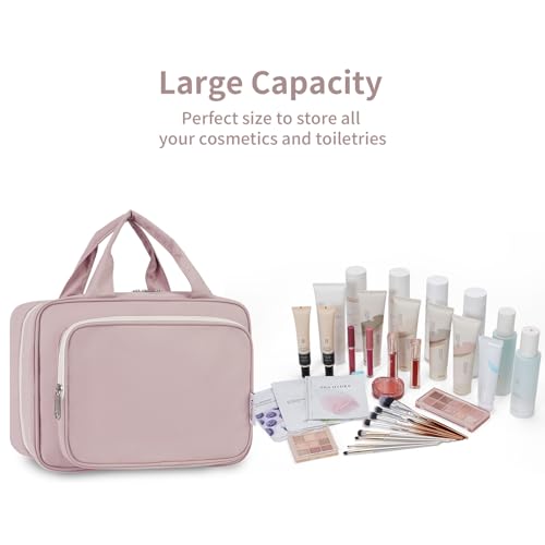 Image of Narwey Hanging Toiletry Bag for Women Toiletries Bag for Travel Size Essentials Accessories, A-Dusty Rose, Large