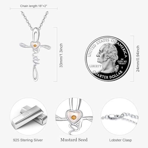 TANGPOET Faith Cross Necklace for Women 925 Sterling Silver Faith of A Mustard Seed Pendant Christian Religious Jewelry Gifts for Birthday Mothers Day Christmas3