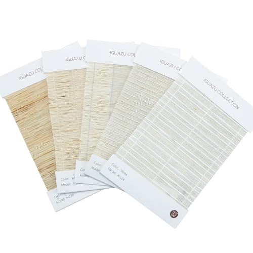 LUSTROWIN Custom Flax Shades | Cordless Bamboo Roman Shades for Windows and Doors (Natural Woven) | Sample Swatch Kit,5 Colors, Iguazu