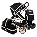 TRB Carrozzina 3 in 1 Passeggino Leggero, Passeggini per Bambini e Passeggini Carrozzine Combo, Carrozzina Passeggino 2 in 1, Carrozzina per Bambole con Borsa Mamma (Nero)