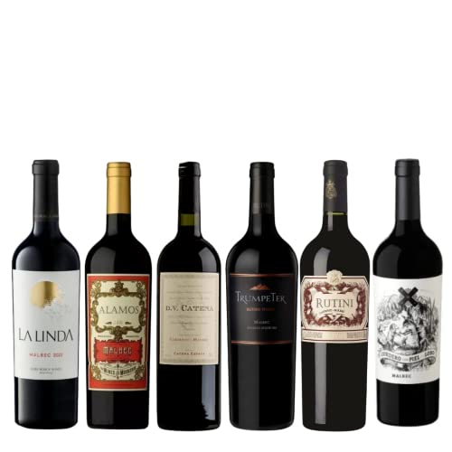 KIT 6 VINHOS ARGENTINOS = 1 La Linda Malbec + 1 Alamos Malbec + 1 DV Catena Cabernet Malbec + 1 Trum