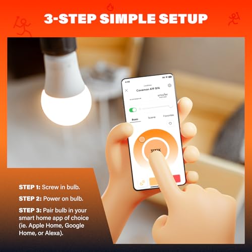 Caveman Matter & WiFi A19 Smart LED Light Bulb, RGBW Color Changing, Tunable Warm & Cool White 800LM (60W Equivalent) – Alexa, Google Home, Apple Home Bulb (2pk) - Image 6
