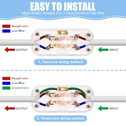 AXFEE 1 Piezas Interruptor Lampara Torpedo, 6A 250V Interruptor de Alimentación en Línea, Interruptor de Cable en Línea Botón, para electrodomésticos pequeños o lámparas, Transparente - imagen 3