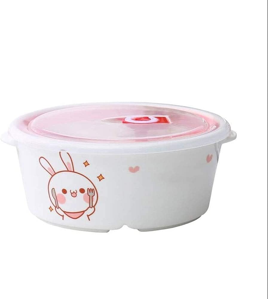 REMYS lunchbox Tooboo Ceramic Compartment Lunch Box, Round Bowl with Lid, Can be Used for Microwave Oven, Separate Lunch Box Fresh Bowl Student with Rice Lunch Box,Bento-Styled Lunch Solution Offers D