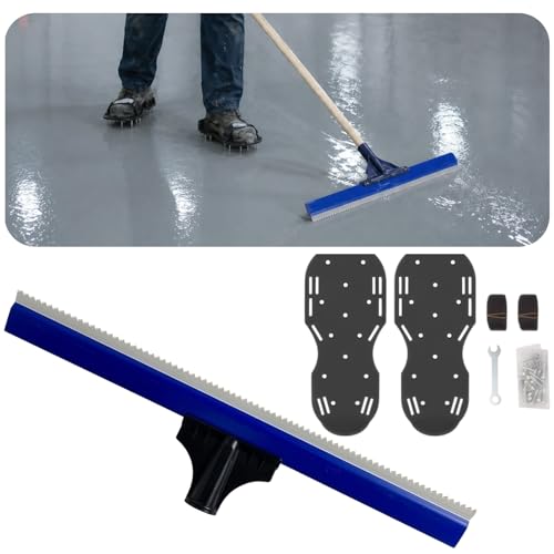 Self Leveling Cement Epoxy Flooring Tool Kit 11.6in Epoxy Shoes 16in Notched Epoxy Squeegee Professionals Floor Leveling Tools for Epoxy & Concrete Coating