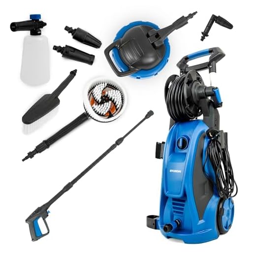 Hyundai Electric Pressure Washer, 180 Bar 2610si, 2400W, 8L/min Flow Rate, Jet Wash with Hose, Snow Foam Lance Attachments and Patio Cleaner, Blue
