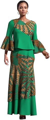 ABCWAX African Women's Dresses 2 Piece Tops and Skirts Ankara Tra...