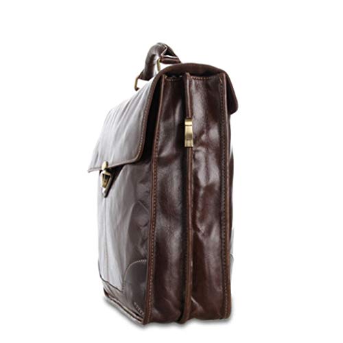 Sac pour ordinateur portable en cuir véritable marron imperméable - 5