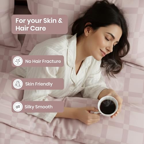 Image of Mush Satin Bedsheet King Size with 2 Pillow Case | 400 TC Bedsheets for King Size Bed | Cooling, Soft & Breathable Satin Bed Sheet, Premium Bedsheets Kingsize (Lavender, Jacquard Collection)