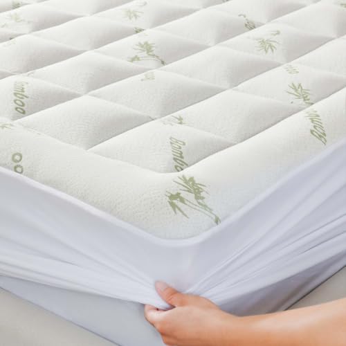Surmatelas Queen Size, surmatelas en viscose de bambou, poche profonde
