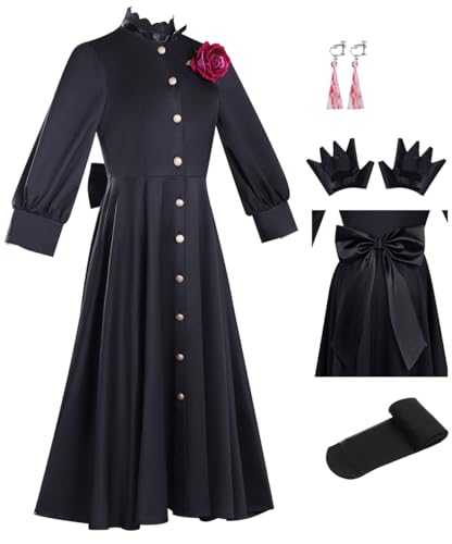 eozegiw Womens May I Ask for One Final Thing Cosplay Costume ‌Scarlett Black Daily Wear Dress Gothic Halloween Outfit (Black, Medium)