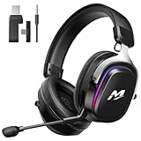MANKIW Cuffie Gaming Wireless per PS5/PS4/PC/Switch, 2.4G & Bluetooth 6.0, Cuffie Wireless con Surround Sound 7.1, Microfono Noise Cancelling, RGB, Batteria 60+ Ore, Driver da 50 mm