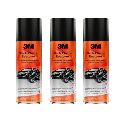 Image of 3M Black Plastic Restorer, Black Coating for Unpainted Exterior Plastic Parts (330g, Pack of 3)